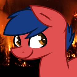 Size: 1200x1200 | Tagged: safe, artist:thebadbadger, oc, oc:phire demon, pony, base used, forest fire
