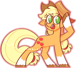 Size: 621x554 | Tagged: safe, artist:dipperclassic, applejack, earth pony, pony, g4, applejack redesign, art, artwork, coat markings, colored hooves, cowboy hat, cute, female, hat, redesign, simple background, smiling, socks (coat markings), solo, transparent background, unshorn fetlocks