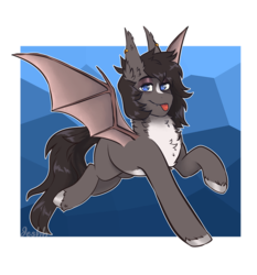 Size: 2756x2953 | Tagged: safe, artist:jeshh, oc, oc only, oc:rio, bat pony, pony, high res, male, solo, stallion, tongue out