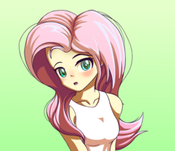 Size: 2900x2500 | Tagged: safe, artist:mutant-horsies, fluttershy, equestria girls, g4, blushing, female, green background, high res, simple background, solo