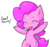 Size: 962x906 | Tagged: safe, artist:zutcha, pinkie pie, earth pony, pony, g4, bipedal, female, good morning, mare, signature, simple background, solo, text, transparent background