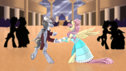 Size: 4550x2558 | Tagged: safe, artist:allisonbacker, fluttershy, rainbow dash, pony, the count of monte rainbow, g4, clothes, dress, female, the count of monte cristo