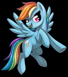 Size: 888x1000 | Tagged: safe, artist:sciggles, rainbow dash, pegasus, pony, g4, black background, female, open mouth, simple background, smiling, solo