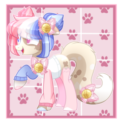 Size: 2977x3000 | Tagged: safe, artist:mint-light, artist:sugaryicecreammlp, oc, oc only, oc:kitten milk, earth pony, pony, augmented tail, base used, female, heterochromia, high res, mare, paw prints, raised hoof, solo