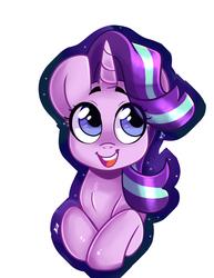 Size: 2975x3850 | Tagged: safe, artist:annakitsun3, starlight glimmer, pony, unicorn, g4, bust, cute, female, glimmerbetes, high res, looking up, mare, open mouth, portrait, smiling, solo
