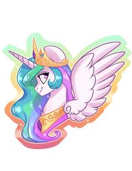 Size: 2975x3850 | Tagged: safe, artist:annakitsun3, princess celestia, alicorn, pony, g4, bust, collar, crown, female, high res, jewelry, lidded eyes, mare, necklace, portrait, regalia, smiling, solo, spread wings, tiara, wings
