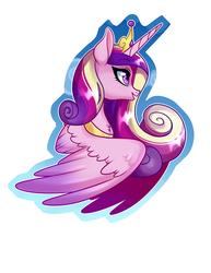 Size: 2975x3850 | Tagged: safe, artist:annakitsun3, princess cadance, alicorn, pony, g4, bust, female, high res, jewelry, mare, open mouth, peytral, portrait, regalia, smiling, solo, spread wings, wings