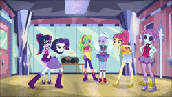 Size: 1920x1080 | Tagged: safe, screencap, lemon zest, rarity, sci-twi, sour sweet, sugarcoat, sunny flare, twilight sparkle, equestria girls, equestria girls specials, g4, my little pony equestria girls: dance magic, accusation, angry, animated, boombox, boots, bracelet, clothes, confused, converse, crystal prep academy, discovery family logo, drama queen, female, freckles, glasses, headphones, high heel boots, high heels, jewelry, kneesocks, marshmelodrama, mary janes, pantyhose, pigtails, ponytail, rarity being rarity, rarity is not amused, shawl, shoes, skirt, sleeveless, sneakers, socks, sound, street ballet tutu, sugarcoat being sugarcoat, tutu, twintails, unamused, webm, wedge heel