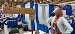 Size: 4000x1824 | Tagged: safe, pony, bronycon, hoers mask, irl, mask, oc doctor, photo
