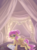 Size: 592x790 | Tagged: safe, artist:laurabaggins, fluttershy, pegasus, pony, g4, alternate hairstyle, bed, book, female, floppy ears, hair bun, lidded eyes, looking at you, mare, prone, signature, solo