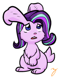 Size: 560x730 | Tagged: safe, artist:zutcha, starlight glimmer, rabbit, g4, animal, bunnified, female, signature, simple background, solo, species swap, transparent background