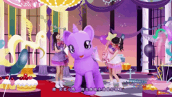 Size: 480x270 | Tagged: safe, twilight sparkle, alicorn, human, g4, animated, balloon, blank flank, brushing, cake, chinese, cup, food, irl, irl human, patting, petting, photo, pizza, taiwan, target demographic, twilight sparkle (alicorn), youtube link