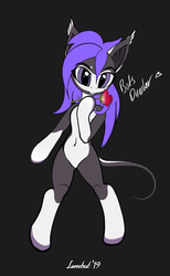 Size: 3115x5041 | Tagged: safe, artist:lunebat, oc, oc only, oc:batsdisaster, semi-anthro, arm hooves, belly button, black background, femboy, flower, male, simple background, solo, trap