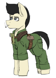 Size: 1569x2172 | Tagged: safe, artist:coatieyay, oc, oc only, oc:lancer, pony, anzac, smoking, solo, vietnam war