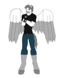 Size: 3000x4000 | Tagged: safe, artist:rionix15, oc, oc only, oc:alok shade, pegasus, anthro, anthro oc, clothes, green eyes, scar, solo, white fur