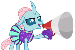 Size: 4778x3184 | Tagged: safe, artist:sketchmcreations, ocellus, changedling, changeling, 2 4 6 greaaat, g4, cheerleader, cheerleader ocellus, cheerleader outfit, clothes, female, megaphone, open mouth, pom pom, simple background, solo, transparent background, vector