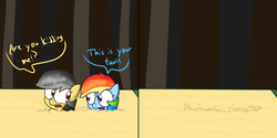 Size: 4096x2043 | Tagged: safe, artist:mr-degration, daring do, rainbow dash, pegasus, pony, comic:death by sanding, g4, bubble, comic, female, imminent death, implied asphyxiation, implied drowning, mare, peril, quicksand, sinking