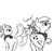 Size: 640x600 | Tagged: safe, artist:ficficponyfic, oc, oc only, oc:emerald jewel, oc:giles pecan, earth pony, pony, colt quest, bandana, bedroom eyes, blank flank, child, colt, cutie mark, cyoa, femboy, male, monochrome, nervous, pigtails, smiling, spanking, stallion, story included, sweat, sweating profusely, tail slap