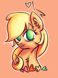 Size: 2228x2978 | Tagged: safe, artist:coco-drillo, applejack, earth pony, pony, g4, bust, colorful, confession, female, heart, high res, love, portrait, solo, waifu