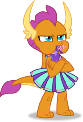 Size: 1309x1917 | Tagged: safe, alternate version, artist:frownfactory, smolder, dragon, 2 4 6 greaaat, g4, .svg available, cheerleader, cheerleader smolder, clothes, confetti, crossed arms, cute, dragoness, female, frown, full mouth, horns, pleated skirt, puffy cheeks, simple background, skirt, smolderbetes, solo, streamers, svg, transparent background, vector, wings