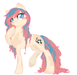 Size: 455x444 | Tagged: safe, artist:blueamaryllis, oc, oc only, oc:melody, earth pony, pony, blushing, coat markings, cutie mark, female, looking at you, mare, no mouth, raised hoof, simple background, solo, white background