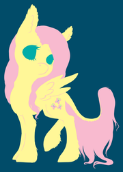 Size: 360x500 | Tagged: safe, artist:blueamaryllis, part of a set, fluttershy, pegasus, pony, g4, blue background, cutie mark, ear fluff, female, leonine tail, mare, no pupils, raised hoof, simple background, solo