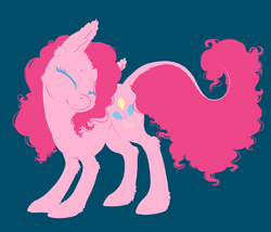 Size: 503x430 | Tagged: safe, artist:blueamaryllis, part of a set, pinkie pie, earth pony, pony, g4, blue background, cutie mark, ear fluff, eyes closed, female, leonine tail, mare, simple background, smiling, solo