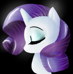 Size: 791x803 | Tagged: safe, artist:koijoy, rarity, pony, unicorn, g4, black background, bust, eyes closed, female, mare, no mouth, request, simple background, solo