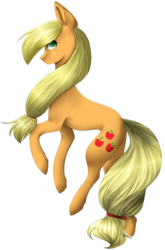 Size: 1022x1550 | Tagged: safe, artist:kriss348, applejack, earth pony, pony, g4, cutie mark, female, hatless, looking at you, mare, missing accessory, simple background, smiling, solo, transparent background