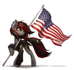 Size: 2456x2310 | Tagged: safe, artist:blvckmagic, oc, oc only, oc:tomoko tanue, bat pony, pony, american flag, bat pony oc, clothes, commission, female, flag, high res, hoodie, mare, solo, united states