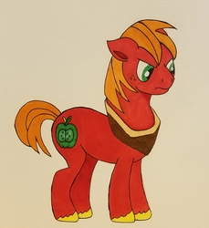 Size: 1861x2030 | Tagged: safe, artist:polar_storm, big macintosh, earth pony, pony, g4, angry, colored sketch, freckles, male, solo, traditional art