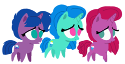Size: 1652x851 | Tagged: safe, artist:徐詩珮, oc, oc:betty pop, oc:spring legrt, oc:storm lightning, pony, unicorn, g4, my little pony: the movie, base used, female, filly, horn, magical lesbian spawn, next generation, offspring, parent:glitter drops, parent:spring rain, parent:tempest shadow, parents:glittershadow, parents:springdrops, parents:springshadow, parents:springshadowdrops, simple background, transparent background