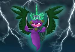 Size: 2000x1400 | Tagged: safe, artist:rainbow15s, crossover, escargon, evil, kirby (series), kirby of the stars, midnight-ified