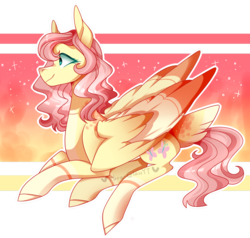 Size: 1024x974 | Tagged: safe, artist:manella-art, fluttershy, pony, g4, colored wings, colored wingtips, female, prone, solo