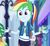 Size: 1080x991 | Tagged: safe, screencap, fleur-de-lis, gallop j. fry, ginger owlseye, rainbow dash, equestria girls, g4, my little pony equestria girls: better together, run to break free, arms wide open, background human, beautiful, canterlot city, cropped, cute, dashabetes, fedora, female, geode of super speed, hat, magical geodes, motion blur, singing, solo focus