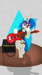 Size: 1080x1920 | Tagged: safe, artist:star_drawings, dj pon-3, vinyl scratch, pony, unicorn, g4, electric guitar, female, glasses, guitar, musical instrument, shading, simple background, solo, sunglasses