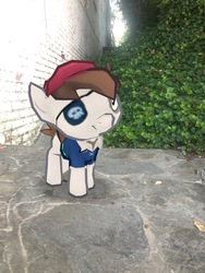 Size: 3024x4032 | Tagged: safe, gameloft, photographer:undeadponysoldier, pipsqueak, pony, g4, augmented reality, colt, eyepatch, male, pirate costume, solo