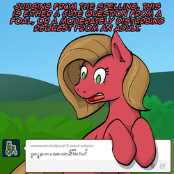Size: 800x800 | Tagged: safe, artist:thekuto, oc, oc only, oc:pun, earth pony, pony, ask pun, ask, female, mare, solo