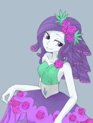 Size: 2448x3264 | Tagged: safe, artist:haibaratomoe, rarity, equestria girls, g4, my little pony equestria girls: legend of everfree, beautiful, clothes, crystal gala dress, cute, dress, flower, flower in hair, high res, raribetes, sleeveless, solo