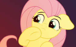 Size: 1718x1060 | Tagged: safe, artist:ljdamz1119, fluttershy, pony, g4, bust, confused, female, floppy ears, gradient background, hoof on chin, looking at something, looking away, mare, solo