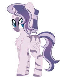 Size: 809x988 | Tagged: safe, artist:mint-light, artist:palerose522, oc, oc only, oc:amethyst melody (ice1517), hybrid, zony, base used, chest fluff, ear fluff, female, interspecies offspring, magical lesbian spawn, mare, markings, offspring, parent:rarity, parent:zecora, parents:raricora, simple background, solo, transparent background
