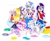 Size: 2686x2179 | Tagged: safe, alternate version, artist:liaaqila, princess flurry heart, princess skyla, oc, oc:espion, oc:foxtrot (ice1517), oc:lovebug (ice1517), oc:prince dust, oc:starbright sword, changepony, hybrid, icey-verse, equestria girls, g4, barefoot, brother and sister, clothes, commission, crying, cute, equestria girls-ified, eyes closed, feet, female, femboy, fetish, foot fetish, grin, half-siblings, high res, hoodie, interspecies offspring, jeans, laughing, magical lesbian spawn, male, multicolored hair, offspring, pants, parent:princess cadance, parent:queen chrysalis, parent:shining armor, parents:cadalis, parents:shining chrysalis, parents:shiningcadance, rule 63, shirt, siblings, simple background, sisters, sitting on person, smiling, socks, striped socks, t-shirt, tank top, tears of laughter, teary eyes, tickle fight, tickle torture, tickling, traditional art, trans female, transgender, wall of tags, white background