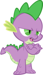 Size: 679x1177 | Tagged: safe, artist:cloudy glow, spike, dragon, g4, crossed arms, male, simple background, solo, spike is not amused, transparent background, unamused, vector