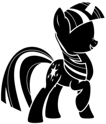 Size: 5456x6378 | Tagged: safe, artist:cheesepuffs, twilight sparkle, pony, unicorn, g4, female, monochrome, nose wrinkle, raised hoof, simple background, smiling, solo, transparent background