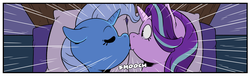 Size: 2728x832 | Tagged: safe, artist:raph13th, starlight glimmer, trixie, pony, unicorn, g4, cropped, duo, female, kiss on the lips, kissing, lesbian, mare, ship:startrix, shipping, smooch, surprise kiss