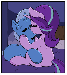 Size: 1736x1936 | Tagged: safe, artist:raph13th, starlight glimmer, trixie, pony, unicorn, g4, cropped, duo, female, kiss on the lips, kissing, lesbian, mare, ship:startrix, shipping
