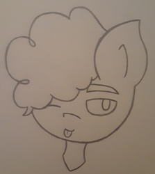 Size: 1777x1996 | Tagged: safe, artist:lightning135, svengallop, pony, g4, bust, male, one eye closed, sketch, solo, tongue out, traditional art, wink