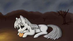 Size: 4128x2322 | Tagged: safe, artist:solos, oc, oc only, oc:boo, pony, fallout equestria, fallout equestria: project horizons, blank flank, cookie, fanfic art, female, food, mare, solo