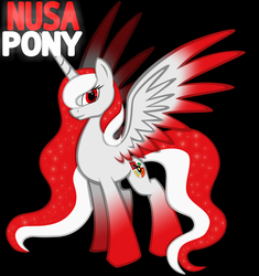 Size: 866x923 | Tagged: safe, artist:auveiss, edit, oc, oc only, oc:indonisty, alicorn, pony, alicorn oc, black background, nusaponycon, simple background, solo
