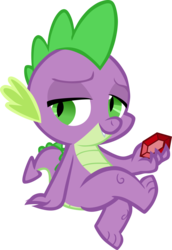Size: 2391x3485 | Tagged: safe, artist:memnoch, spike, dragon, g4, what about discord?, gem, high res, male, simple background, sitting, solo, stupid sexy spike, transparent background, vector